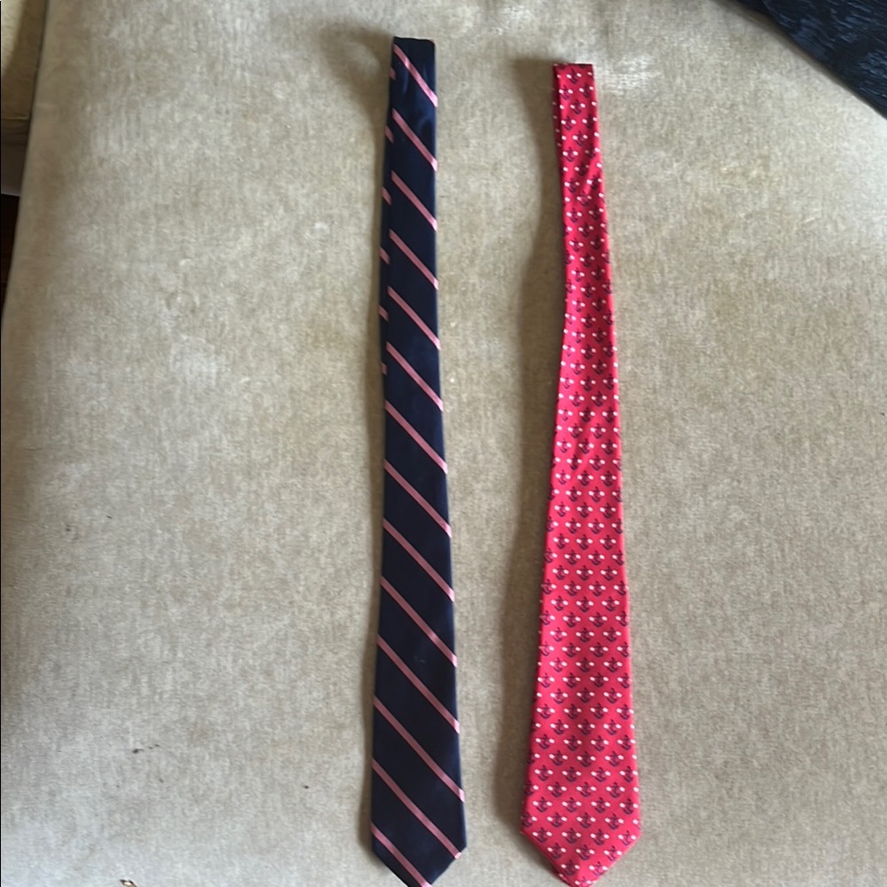 Vineyard Vines Red Anchor and Brooks Brothers Blue/Pink Rep Silk Ties